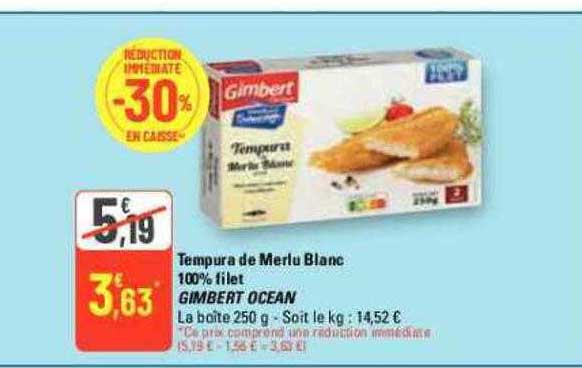 tempura de merlu blanc 100% filet gimbert ocean