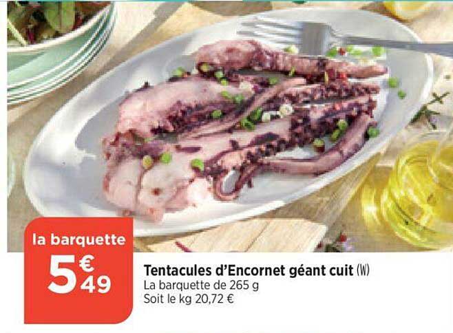 tentacules d'encornet géant cuit