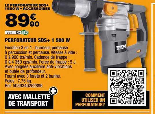 titan perforateur sds+ 1 500 w