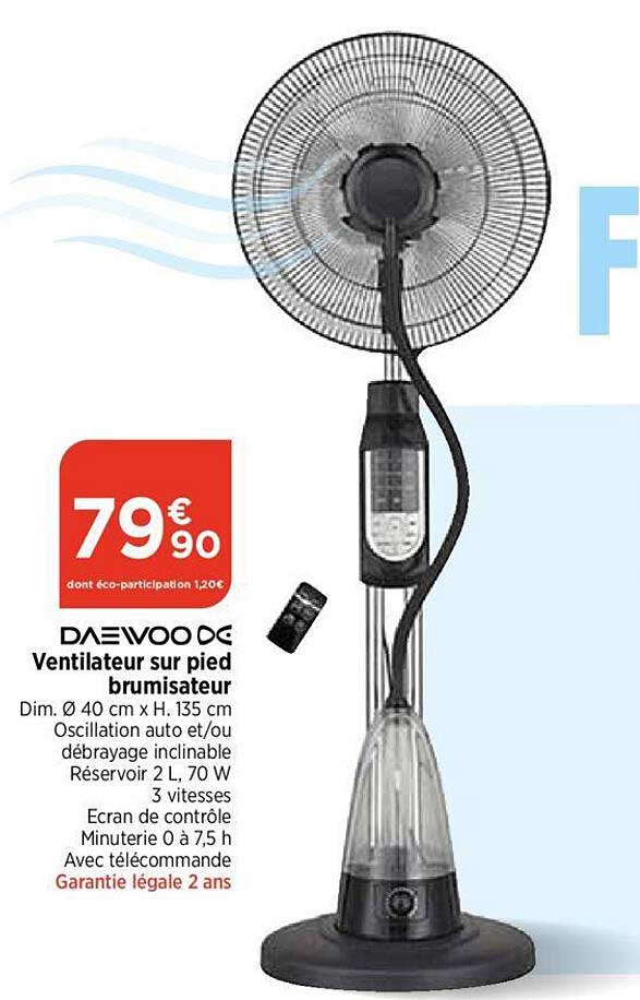 Ventilateur Sur Pied Brumisateur Daewoo