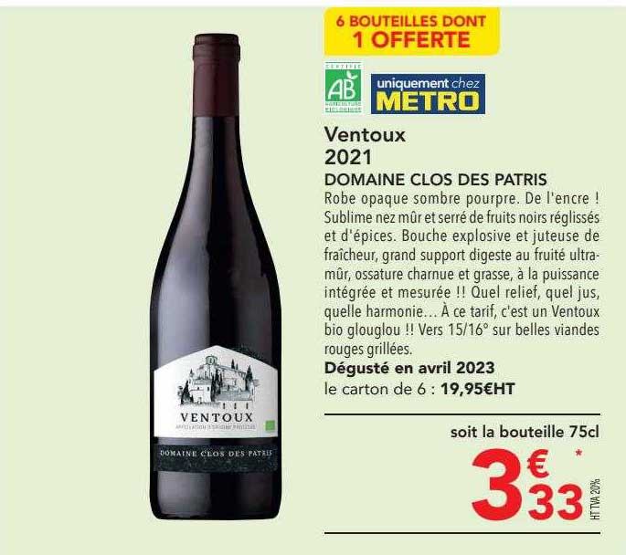 ventoux 2021 domaine clos des patris