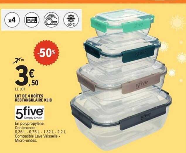 5five LOT DE 4 BOÎTES RECTANGULAIRE KLIC