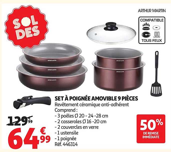 Arthur Martin Set à poignée amovible