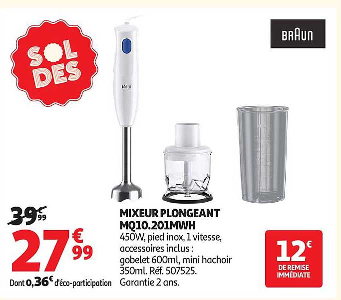 Braun Mixeur Plongeant MQ10.201MWH