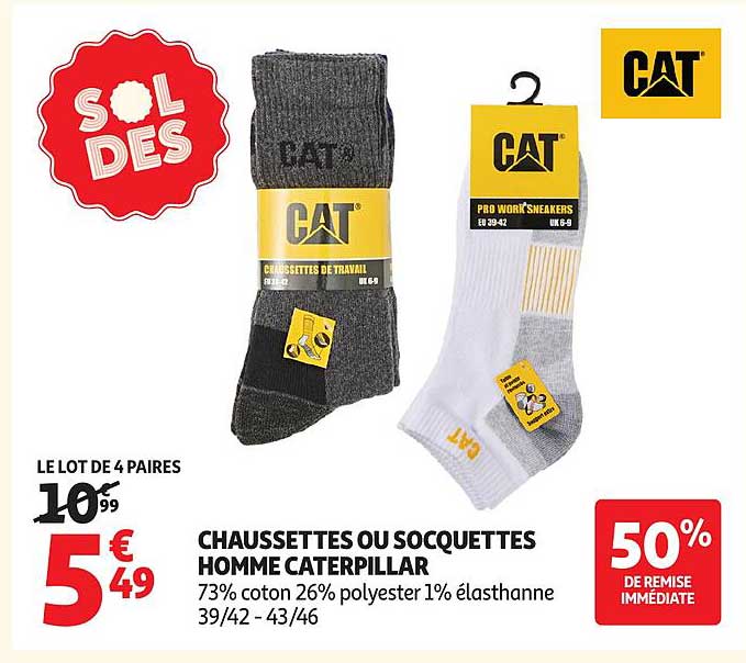 CAT CHAUSSETTES OU SOCQUETTES HOMME CATERPILLAR