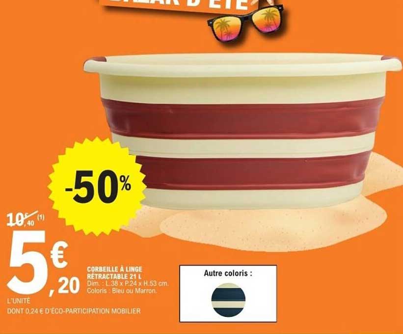 Corbeille à linge rétractable 21L