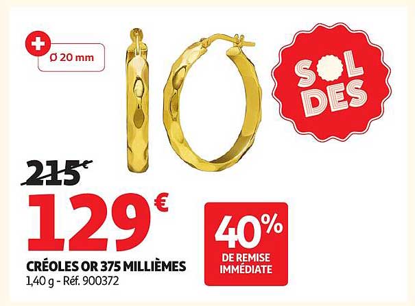 CRÉOLES OR 375 MILLIÈMES