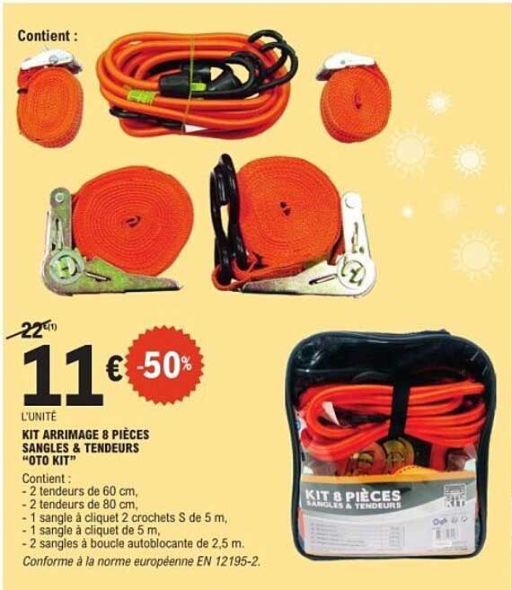 KIT ARRIMAGE 8 PIÈCES SANGLES & TENDEURS "OTO KIT