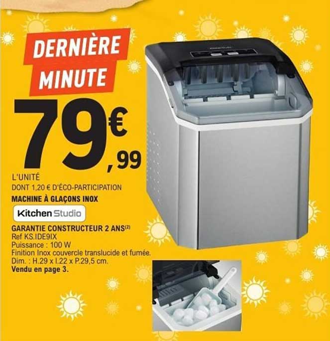 KitchenStudio Machine à glaçons inox