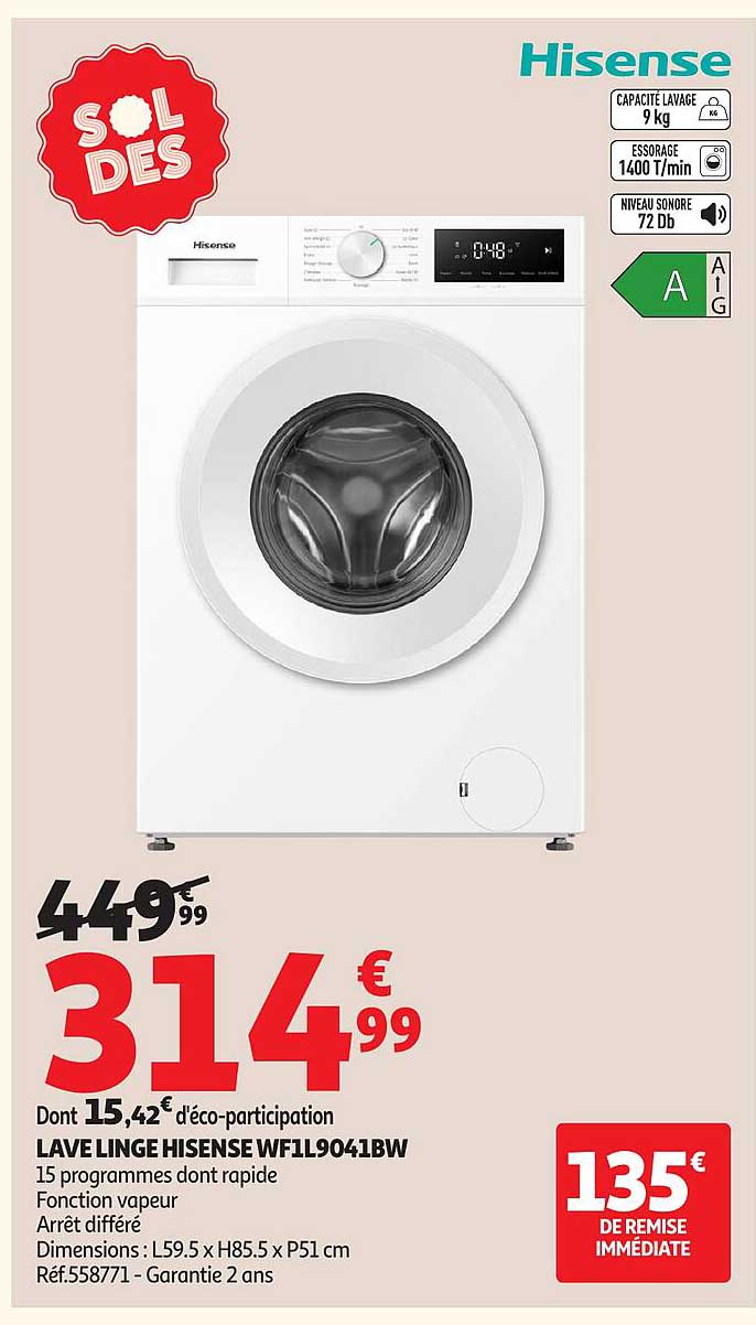 LAVE LINGE HISENSE WF1L9041BW