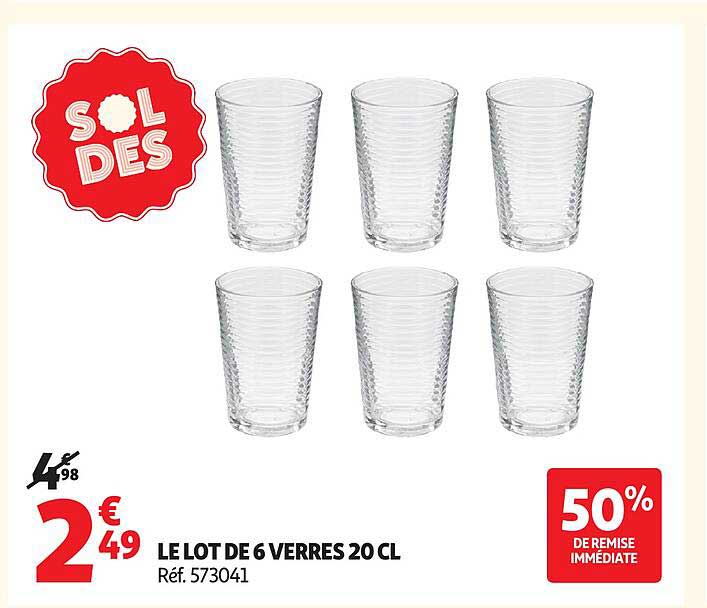 LE LOT DE 6 VERRES 20 CL