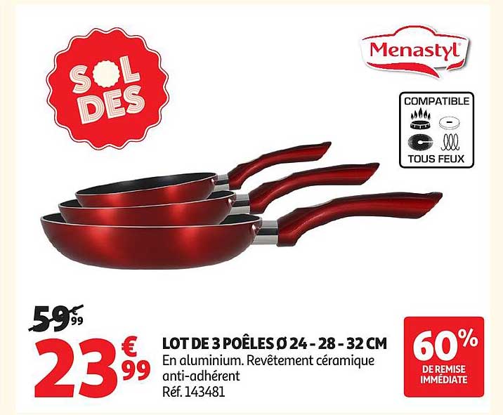 Menastyl Lot de 3 poêles