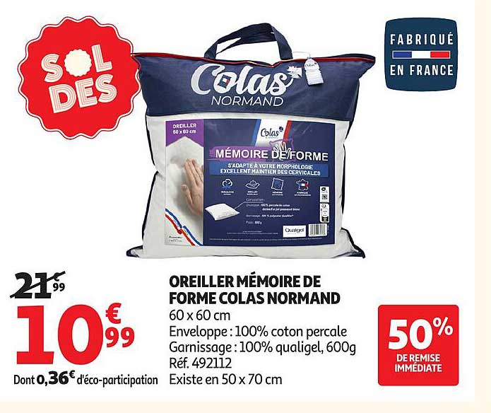 Oreiller mémoire de forme Colas Normand