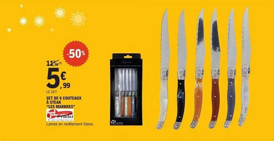 SET DE 6 COUTEAUX À STEAK "LES MARBRES