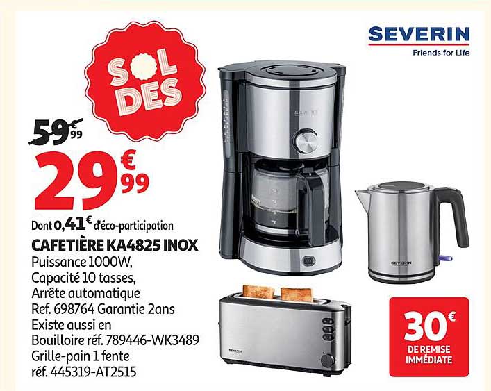 SEVERIN CAFETIÈRE KA4825 INOX