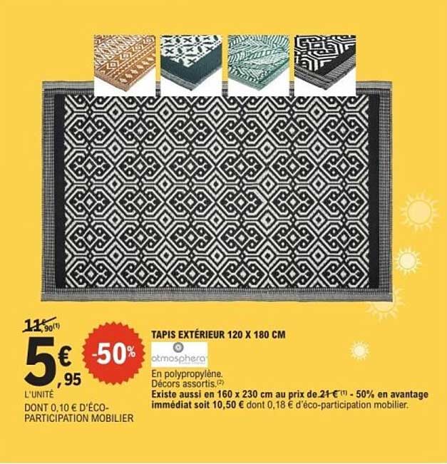 TAPIS EXTÉRIEUR 120 X 180 CM