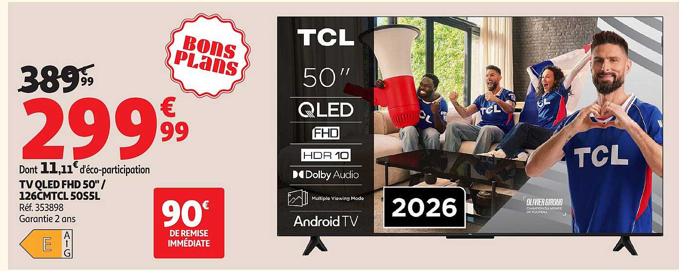 TCL TV QLED FHD 50