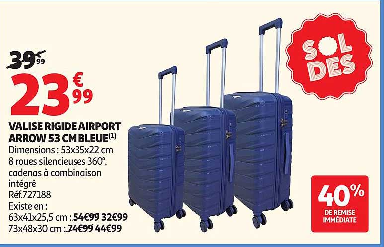 VALISE RIGIDE AIRPORT ARROW 53 CM BLEUE