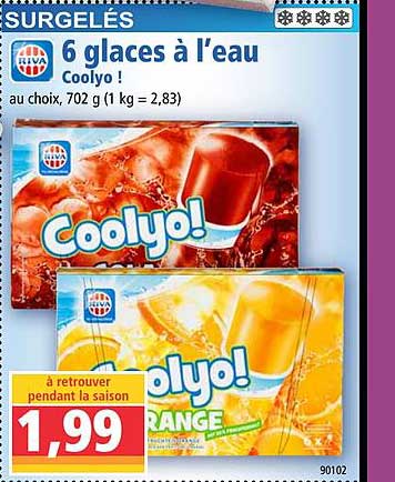 6 glaces à l'eau coolyo riva