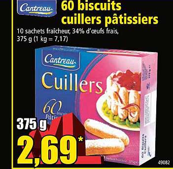 60 biscuits cuillers pâtissiers cantreau