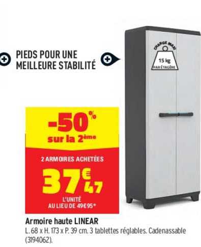armoire haute linear -50% sur la 2ème