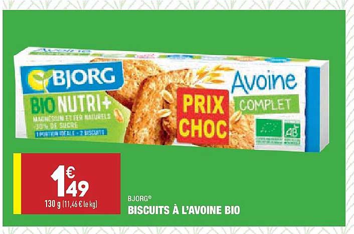 biscuits à l'avoine bio bjorg