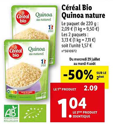 Céréal Bio Quinoa Nature -50% Sur Le 2ème