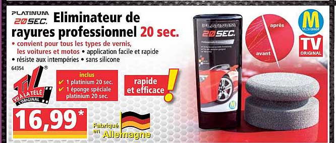 eliminateur de rayures professionnel platinium 20sec.
