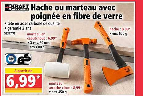 hache ou marteau avec poignée en fibre de verre kraft werkzeuge
