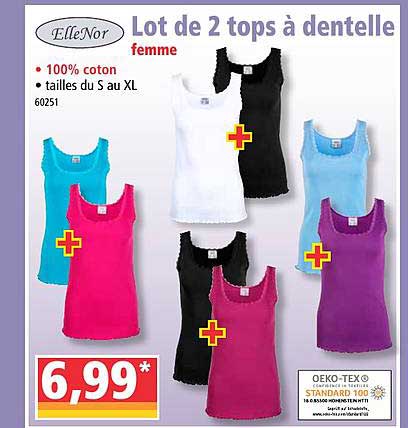 lot de 2 tops à dentelle ellenor