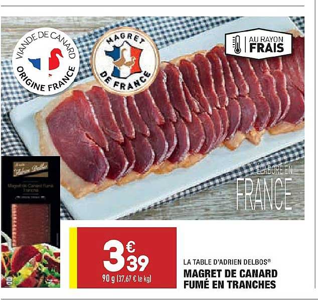 magret de canard fumé en tranches la table d'adrien delbos