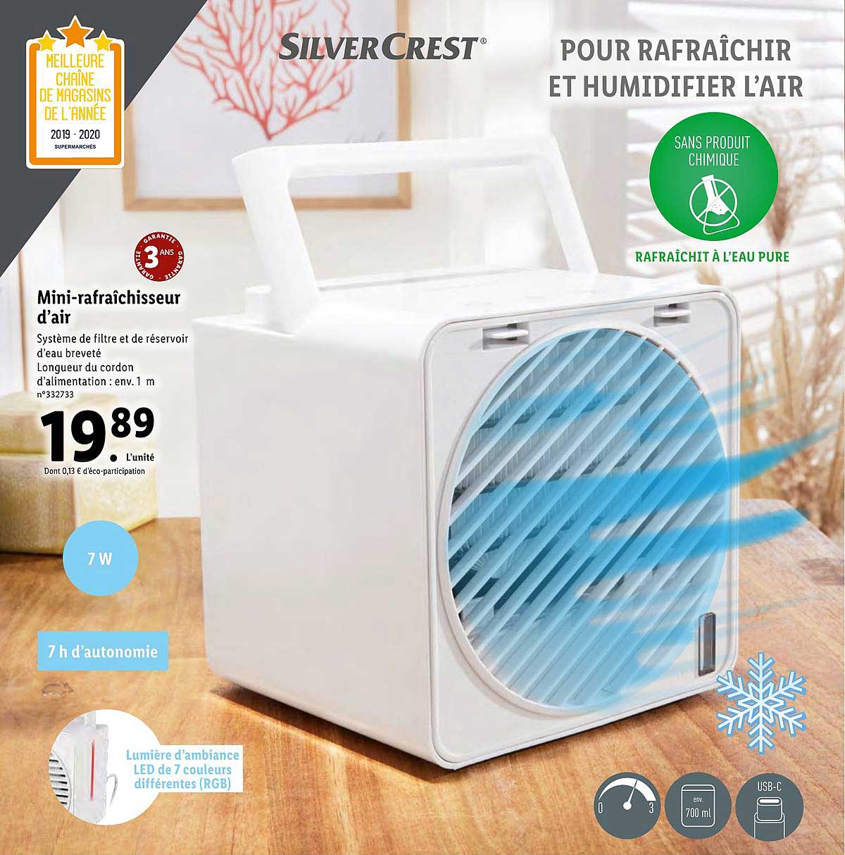 mini rafraîchisseur d'air silvercrest