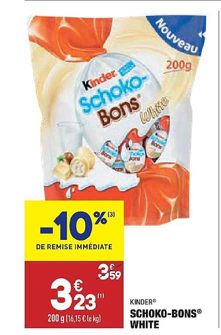 schoko bons white kinder -10% de remise immédiate