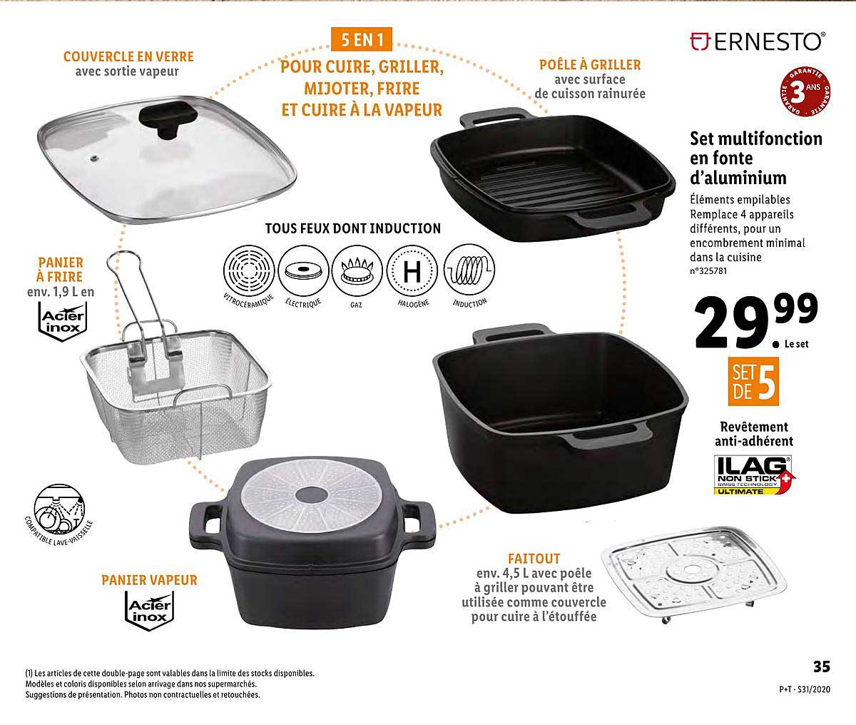 set mutifonction en fonte d'aluminium ernesto