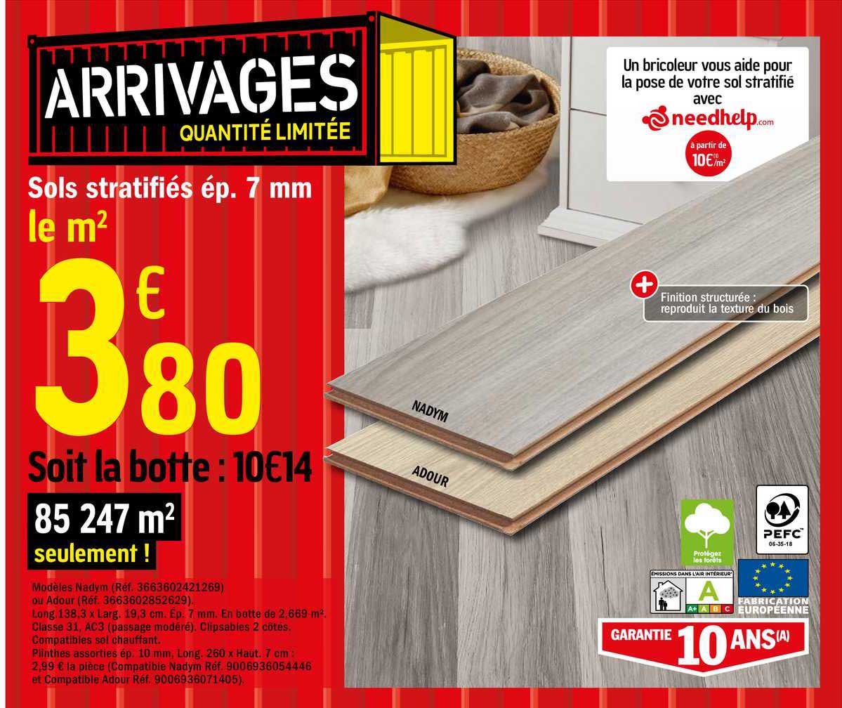 sols stratifiés ép. 7 mm