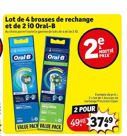 4 brosses de rechange et 2 io oral-b