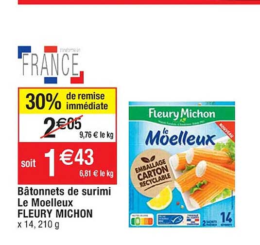 bâtonnets de surimi le moelleux fleury michon