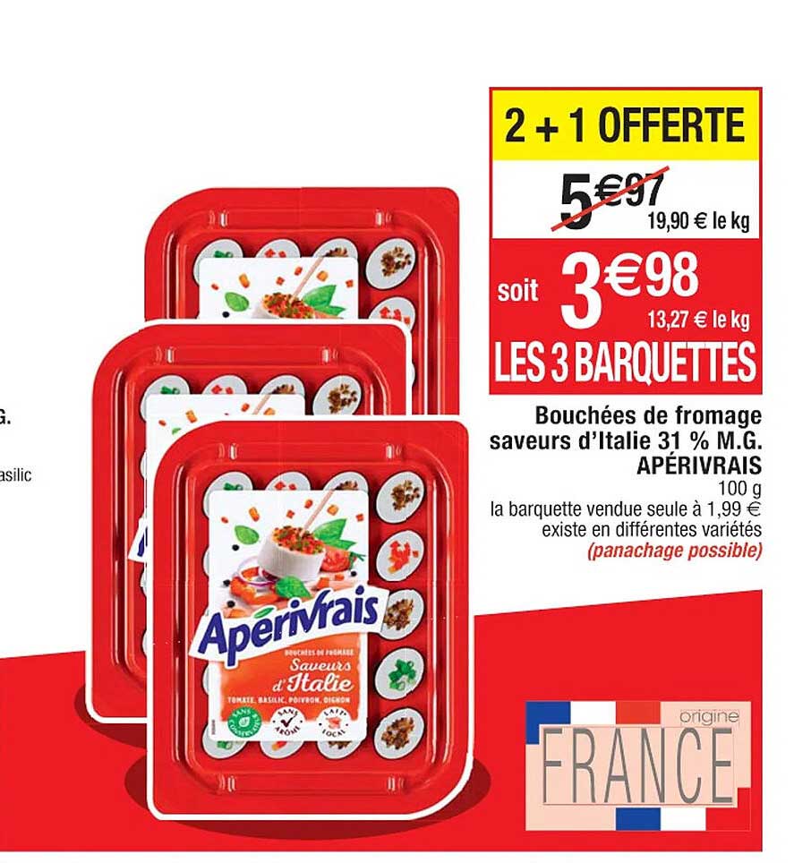 bouchées de fromage saveurs d'italie 31% m.g. apérivrais