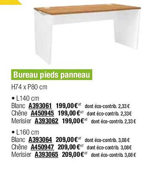Bureau Pieds Panneau