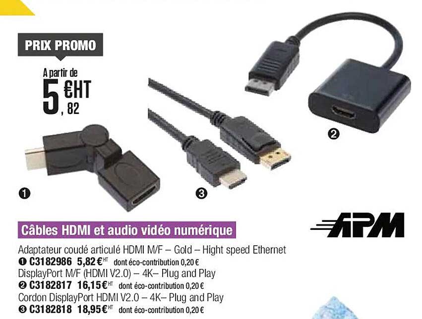 câbles hdmi et audio vidéo numérique arm