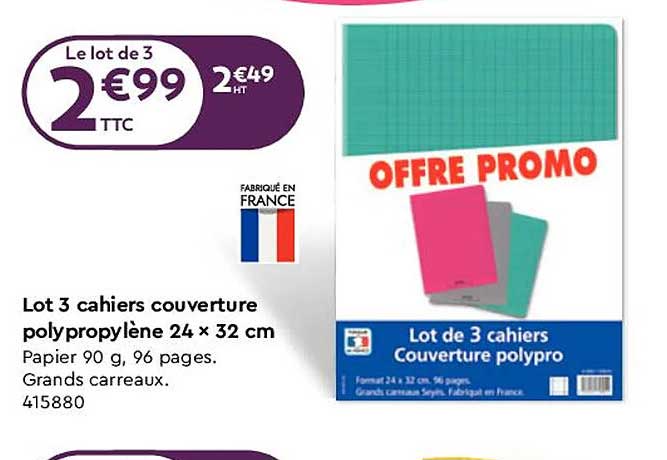 cahiers couverture polypropylène 24x32 cm