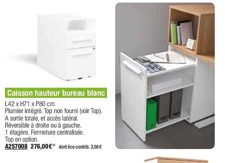 caisson hauteur bureau blanc