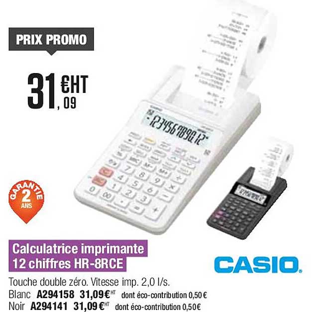 Calculatrice Imprimante 12 Chiffres Hr-8rce Casio