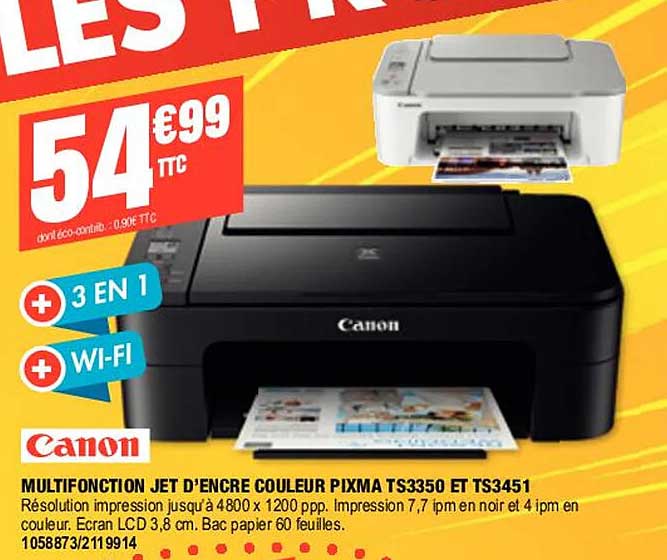 canon multifonction jet d'encre couleur pixma ts3350 et ts3451