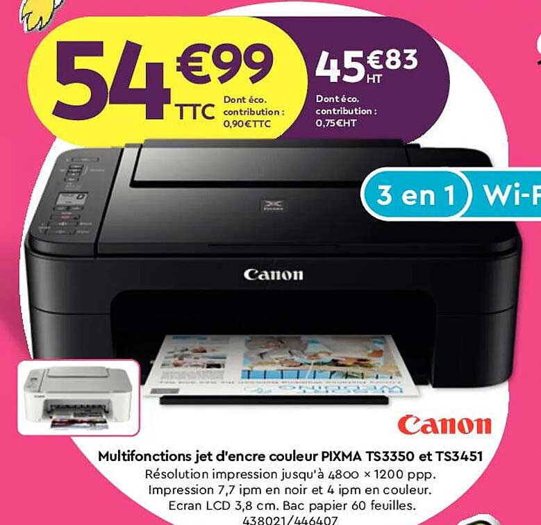 canon multifonctions jet d'encre couleur pixma ts3350 et ts3451