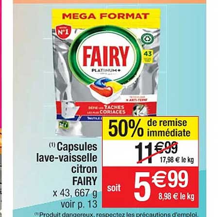 capsules lave-vaisselle citron fairy