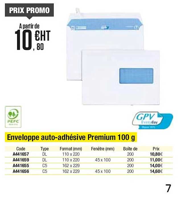 enveloppe auto-adhésive premium 100 g gpv