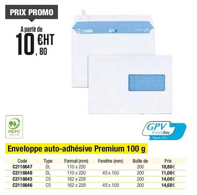 enveloppe auto-adhésive premium 100 g
