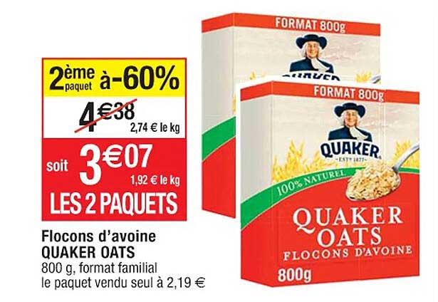 flocons d'avoine quarker oats