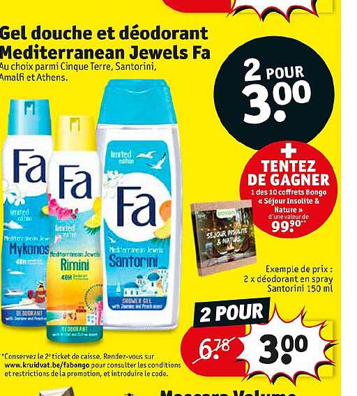 gel douche et déodorant mediterranean jewels fa